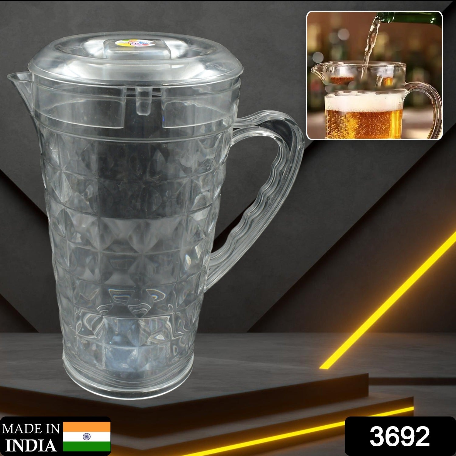 3692 Mocktail Pet Jug Plastic Jug With lid, Drinking Beverage Jag, Transparent Tableware Reusable BPA Free, Plastic Water jug for Home use, Perfect for Home, Restaurants 3692 Mocktail Pet Jug Plastic Jug With lid, Drinking Beverage Jag, Transparent Tableware Reusable BPA Free, Plastic Water jug for Home use, Perfect for Home, Restaurants